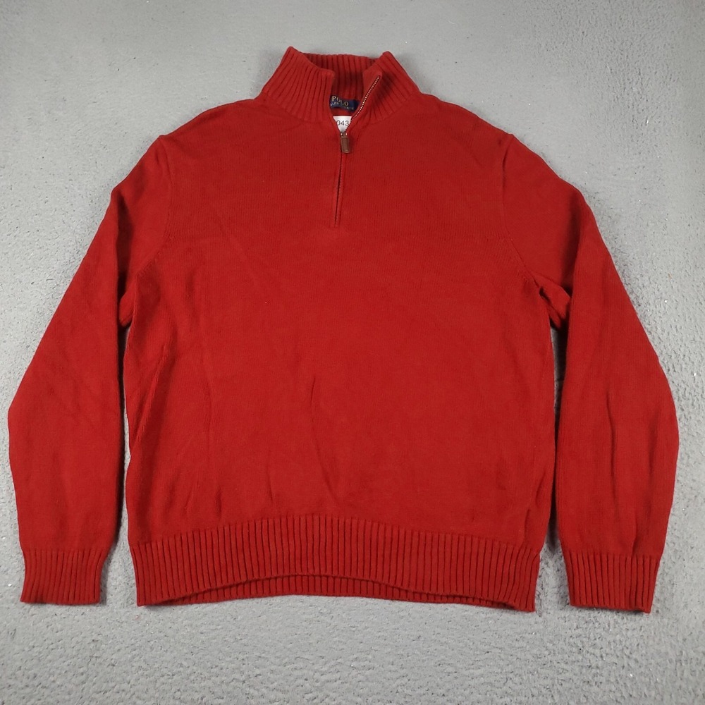 Ralph Lauren Sweater Mens XL Red Pony Casual 1/4 Zip Pullover Sweatshirt